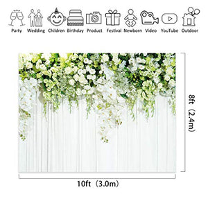Riyidecor Bridal Floral Wall Backdrop Wedding Photography Background Dessert White Green Rose Flowers Reception Ceremony 10Wx8H Feet Decoration Props Party Photo Shoot Backdrop Vinyl Cloth
