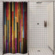 Riyidecor Small Stall Colorful Painted Wood Shower Curtain 36Wx72H Inch Plank Rustic Wooden Vintage Barn Door Bathroom Polyester Waterproof 7 Pack Plastic Hooks