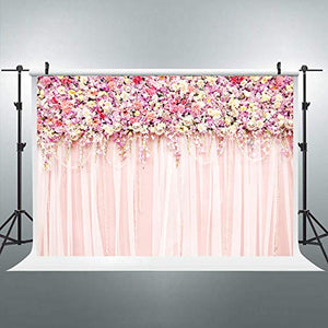 Riyidecor Bridal Floral Wall Backdrop Romantic Rose Flower Photography Background Pink and White Carpet 7Wx5H Feet Decoration Wedding Props Party Photo Shoot Backdrop Blush Vinyl Cloth