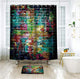 Riyidecor Colorful Brick Wall Shower Curtain Hip Hop Graffiti Colorful Rainbow Painting Decor Fabric Bathroom Polyester Waterproof 72x72 Inch 12-Pack Plastic Hooks