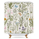 Riyidecor Floral Flower Shower Curtain 72Wx72H Inch Botanical Green Leaves Herbs Plant Waterproof Bathroom Fabric Decor Polyester 12 Pack Plastic Hooks