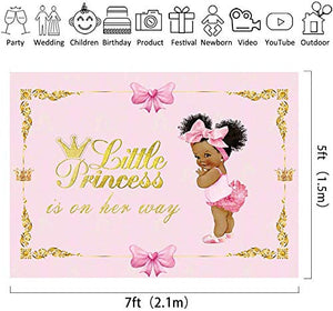 Riyidecor Royal Princess Backdrop Gold Crown Pink Bow Girls Africa Kids Photography Background 7x5 Feet Baby Shower Birthday Geometrical Decoration Newborn Props Party Photo Shoot Vinyl Cloth