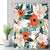 Riyidecor Fabric Spring Flower Shower Curtain for Bathroom Decor 72Wx72H Inch Red Floral Green Leaf Bathtub Accessories for Girl Women Herb Botanical Decorative Set Polyester Waterproof 12 Pack Hooks
