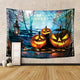 Riyidecor Halloween Pumpkins Lantern Tapestry 60x80 Inch Funny Wood Nightly Spooky Forest Terror Fashion Chic Decor Set Bedroom Living Room Dorm Wall Hanging