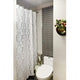 Riyidecor White Floral Damask Shower Curtain Panel 36W x 72H Inches Plastic Hooks 7 Pack Decor Fabric Bathroom Set Polyester Waterproof