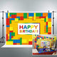 Riyidecor Birthday Backdrop for Boys Colorful Building Blocks Party Kid 7x5 Feet Photography Backgrounds Home Decor Celebration Photo Shoot Studio Props Banner Vinyl Cloth