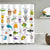 Riyidecor ABC Learning Alphabet Shower Curtain Kids Educational Bathroom Decor Fabric Panel Funny Teaching Words 72x72 Inch 12 Pack Plastic Shower Hooks