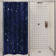 Riyidecor Small Stall Night Sky Stars Shower Curtain (No Glitter) 36Wx72H Inch Dark Blue Cosmic Starry Fantasy Galaxy Universe Fabric Waterproof Bathroom Home Decor 7 Plastic Hooks