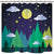 Riyidecor Mountain Forest Shower Curtain Triangle Trees Moon Stars Cloud Kids Decor Fabric Bathroom Set Polyester Waterproof 72x72 Inch Include Plastic Hooks 12 Pack