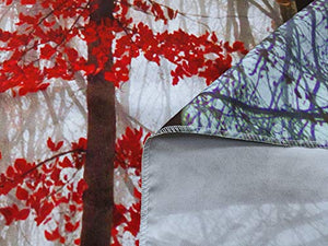 Riyidecor Red Forest Tapestry 80Wx60H Inch Gothic Mysterious Rainy Foggy Nature Scene Burgundy Black Tree Leaf Modern Autumn Wall Hanging Bedroom Living Room