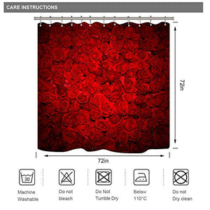 Riyidecor Red Rose Shower Curtain Romantic Floral Flower Spring Blossom Wall for Bathroom Love Wedding Bouquet Polyester Fabric Home Drape 72Wx72H Inches 12 Plastic Hooks