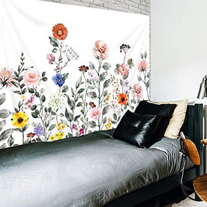 Riyidecor Colorful Floral Tapestry Flowers Spring Bloom 60x80 Inch Blossom Plants Girl Rustic Natural Bright Pink Country Scenery Modern Printed Decoration Bedroom Living Room Dorm Wall Hanging