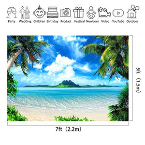 Riyidecor Summer Photo Backdrop 7x5 Feet Hawaiian Luau Tropical Beach Sea Blue Rainforest Photography Background Birthday Party Photo Shoot Backdrop Vinyl Cloth