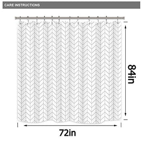 Riyidecor Chevron Shower Curtain Extra Long 72Wx84H Inch Geometric Herringbone Striped Simple Modern Classy Neutral Contemporary 12 Pack Hooks Decor Fabric Bathroom Set Polyester Waterproof