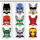 Riyidecor Superhero Shower Curtain Funny Dogs 72x72 Inch Bulldog Cartoon Kids Children Puppies in Disguise Masks with 12 Pack Metal Hooks Decor Fabric Bathroom Set Polyester Waterproof