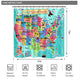 Riyidecor Fabric Map Shower Curtain for Bathroom 72Wx72H Inch USA Map Curtain Sets for Kids Boys Cartoon Animal Educational Geography Bathroom Accessories Bathtub Home Decor 12 Pack Hooks