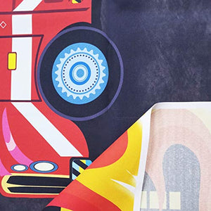 Riyidecor Firetruck Happy Birthday Party Backdrop Fireman Fire Truck Firefighter 7x5 Feet Black Red Photography Background Boy Birthday Decorations Celebration Photo Banner Photo Booth Vinyl Cloth