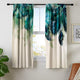 Riyidecor Watercolor Peacock Feather Curtains (2 Panels 42 x 63 Inch) Teal Blue Rod Pocket Turquoise Floral Green Leaf Rustic Art Printed Living Room Bedroom Window Drapes Treatment Fabric