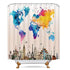 Riyidecor World Travel Map Shower Curtain Colorful Landmark Spot Cultural Statue of Liberty Big Ben Educational Decoration Fabric Set Polyester Bathroom Bathtub 72x72 Inch 12 Pack Plastic Hooks