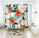 Riyidecor Fabric Spring Flower Shower Curtain for Bathroom Decor 72Wx72H Inch Red Floral Green Leaf Bathtub Accessories for Girl Women Herb Botanical Decorative Set Polyester Waterproof 12 Pack Hooks