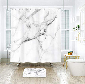 Riyidecor Marble Shower Curtain for Bathroom Art Decor 72Wx72H Inch Abstract Grey White Fabric Decor for Men Women Stone Geometric Bathroom Accessories Natural Waterproof Fabric 12 Pack Plastic Hooks