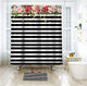Riyidecor Flower Shower Curtain Panel Black and White Stripe Floral Wedding Rose Pink Herbs Decor Fabric Set Polyester Waterproof 72x72 Inch 12 Pack Included Plastic Hooks