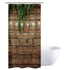 Riyidecor Stall Wooden Shower Curtain 36Wx72H Inch Rustic Wood Bran Door Wooden Green Leaves Antique Brown Wall Board Retro Bathroom Home Decor Waterproof Polyester 7 Pack Plastic Hooks