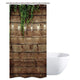 Riyidecor Stall Wooden Shower Curtain 36Wx72H Inch Rustic Wood Bran Door Wooden Green Leaves Antique Brown Wall Board Retro Bathroom Home Decor Waterproof Polyester 7 Pack Plastic Hooks