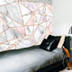 Riyidecor Pink Grey Tapestry Geometric Marble Rose Gold Stripes Unique 91Wx71H Inch Surface Blocks Cracked Pattern Lines White Natural Luxury Realistic Decoration Living Room Bedroom Fabric Polyester