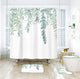 Riyidecor Green Leaves Shower Curtain 60Wx72H Inch with 3 Piece Bathroom Rug Set Metal Hooks Watercolor Botanical Bath Contour Mat Toilet Lid Cover U Shaped Non-Slip Washroom Decor Shower Accessories