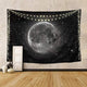 Riyidecor Moon Space Tapestry 60Hx80W Inch Black Mysterious Universe Starry Night Galaxy Stars Planet Outer Space Wall Hanging Art Decor Fabric Home Dorm for Living Room