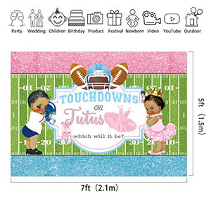 Riyidecor Gender Reveal Backdrop Touchdowns or Tutus Boy Girl Pink Blue Photography Background Newborn Baby Shower Party 7x5ft Decor Props Photo Shoot Banner Vinyl Cloth