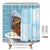 Riyidecor Funny Cat Shower Curtain Kids 12 Pack Metal Fabric Hooks Kitten Yellow Rubber Duck Head Wrapped Bath Towel Blue Decor Fabric Polyester 72