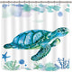 Riyidecor White Sea Turtle Shower Curtain Include Metal Hooks 12 Pack Ocean Animal Colored Shower Curtain Panel for Bathtub 72x72 Inch Polyester Waterproof Fabric