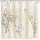 Riyidecor World Map Shower Curtain Travel Educational Vintage Geography Retro Countries Capital The Earth Decor Bathroom Fabric Set Polyester Waterproof Fabric 72Wx72H Inch 12 Pack Plastic Hooks
