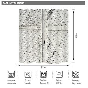 Riyidecor Extra Long Fabric Barn Door Shower Curtain for Bathroom 72Wx84H Inch Rustic Wood Bath Curtain for Men Women Farmhouse Door Pattern Home Decor Western Country Set Waterproof 12 Pack Hooks