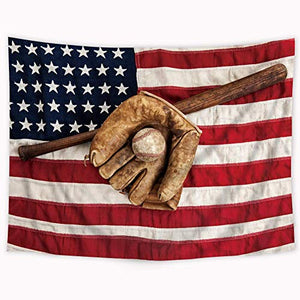 Riyidecor American Flag Tapestry Wall Hanging 59Wx51H Inch Hippie Baseball Sports Living Room Wall Decor for Men Boys Retro Stars and Stripe USA Flag Decoration for Bedroom Dorm