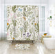 Riyidecor Floral Flower Shower Curtain 72Wx72H Inch Botanical Green Leaves Herbs Plant Waterproof Bathroom Fabric Decor Polyester 12 Pack Plastic Hooks