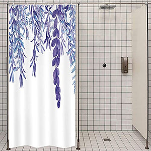 Riyidecor Purple Violet Leaves Maple Single Stall Shower Curtain 36Wx72H Inch Sage Bathroom Decor Watercolor Narrow Spring Botanical Plants Fabric Waterproof Home Bathtub Decor 7 Pack Plastic Hook