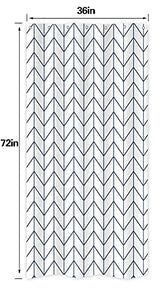 Riyidecor Stall Small Shower Curtain Half Size 36x72 Inch White Navy Single Narrow Tiny Geometric Chevron Striped Herringbone 7 Pack Hooks Dorm Decor Fabric Bathroom Set Polyester Waterproof