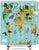 Riyidecor Kids Animal Map Shower Curtain 60Wx72H Inch Geography World Educational Children Forest Ocean Blue Colorful Decor Fabric Set Polyester Waterproof Fabric with 12 Pack Plastic Hooks