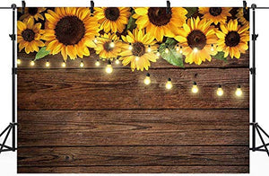 Riyidecor Sunflowers Wooden Backdrop Rustic Kids Light Brown Yellow Country Spring Flowers Photography Background 7x5 Feet Decoration Celebration Props Party Photo Shoot Backdrop Vinyl Cloth