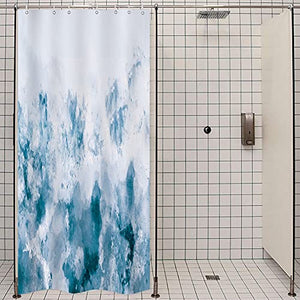 Riyideocr Abstract Watercolor Ombre Blue Shower Curtain 39WX72H Inch Modern Art Gradient Painting Decor Bathroom Set Fabric Polyester 7 Pack Plastic Shower Hooks