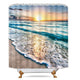 Riyidecor Beach Shower Curtain Sunrise Summer Ocean Coastal Sunrise Hawaiian Cool Sea Wave Seaside Scene Island Blue Fabric Set Waterproof 72x72 Inch 12 Pack Hooks Bathroom Decor
