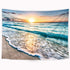 Riyidecor Beach Tapestry Sunrise Summer Coastal 60Hx80W Inch Ocean Hawaiian Sea Wave Cool Seaside Sunset Waves Sunbeam Seashore Skyline Nautical Wall Hanging Decor Fabric Home Dorm for Living Room