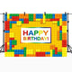 Riyidecor Birthday Backdrop for Boys Colorful Building Blocks Party Kid 7x5 Feet Photography Backgrounds Home Decor Celebration Photo Shoot Studio Props Banner Vinyl Cloth