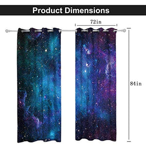 Riyidecor Starry Sky Night Blackout Curtains (2 Panels 72 x 84 Inch) Dark Blue Starry Ocean Magical Universe Galaxy Nebula Stars Printed Living Room Bedroom Window Drapes Treatment Fabric