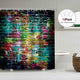 Riyidecor Colorful Brick Wall Shower Curtain Hip Hop Graffiti Colorful Rainbow Painting Decor Fabric Bathroom Polyester Waterproof 72x72 Inch 12-Pack Plastic Hooks