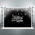 Riyidecor Silver Glitter Happy Birthday Backdrop Black Night Stars Party Photography Background 7Wx5H Feet Decor Props Photo Shoot Banner Vinyl Cloth