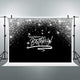 Riyidecor Silver Glitter Happy Birthday Backdrop Black Night Stars Party Photography Background 7Wx5H Feet Decor Props Photo Shoot Banner Vinyl Cloth